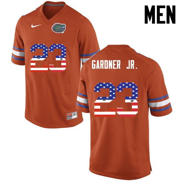 Florida Gators Men #23 Chauncey Gardner Jr. College Football USA Flag Fashion Orange